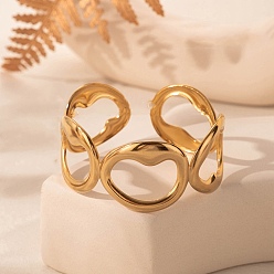 Золотой 304 женские браслеты-манжеты из нержавеющей стали, отпечаток лапы, золотые, внутренний диаметр: 2x2-3/8 дюйм (5.2x6 см)