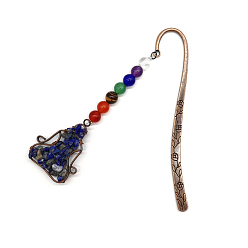 Ляпис-Лазурь Закладки с кулонами из натурального лазурита и смешанных драгоценных камней, Закладки из сплава на тему чакра-йоги для книголюба, 120 мм