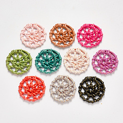 (52) Непрозрачная лаванда Подвески из смолы, имитация тканого ротанга, плоско-круглые, разноцветные, 39x5 мм, отверстие : 2 мм