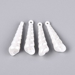 Кремово-белый Абс пластмассовые жемчужные подвески, формы раковины, кремово-белые, 32x11x10.5 мм, отверстие : 1.8 мм, Около 342 шт / 500 г