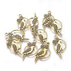 Античное Золото Сплав тропических попугаев подвески, без свинца и без кадмия, античное золото , 28x14.5x1.5 мм, отверстие : 1.5 мм, Около 980 шт / 1000 г