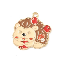 Hedgehog Подвески из сплава с эмалью ко дню благодарения, золотые, еж, 23.5x22.5x1.5 мм, отверстие : 1.8 мм