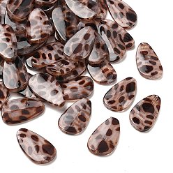 Кокосово-Коричневый Непрозрачные акриловые бусины, имитирующие леопардовый принт, слеза, два тона, с блеском порошок, кокосового коричневый, 35.5x21.5x5 мм, отверстие : 1.8 мм, 187 шт / 500 г