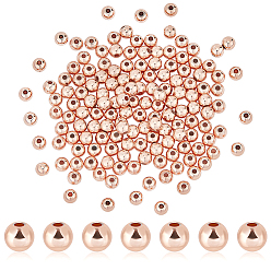 Розовое Золото 300шт. стойка покрытие латунные распорные бусины, долговечный, круглые, розовое золото , 5x4 мм, отверстие : 1.5 мм