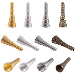 Mixed Color Alloy Spring Bead Cone, Wire Coil Cord Ends, Trumpet Shape, Mixed Color, 28x4~9mm, Inner Diameter: 2mm and 8mm