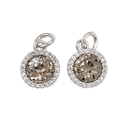 Платина Латунные микро проложить кубического циркония подвески, круглые подвески, с целью перехода в кольце, платина, 11.5x9x6 мм