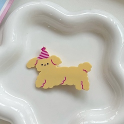 (932FM) Темно-синий аква-матовый с подкладкой Милые акриловые заколки для волос из кожи аллигатора, аксессуары для волос для девочек женщин, собака, темно-золотистые, 60x50x40 мм