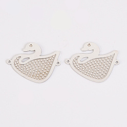 Stainless Steel Color Non-Tarnish 304 Stainless Steel Links Connectors, Laser Cut, Swan, Stainless Steel Color, 17x21x1mm, Hole: 0.9mm