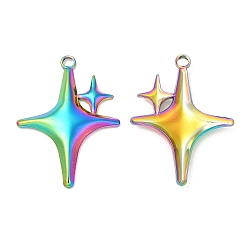 Rainbow Color 304 подвески из нержавеющей стали, звезда очарование, Радуга цветов, 36x26x3 мм, отверстие : 3 мм