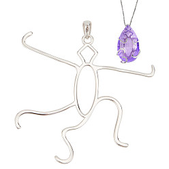 Платина 1поликарбонат с родиевым покрытием 925 стерлинговое серебро 5 подвеска в виде когтя, пустая овальная форма, кабошон, простые настройки крепления когтя, для нестандартной инкрустации из янтаря, пчелиный воск, с печатью 925, платина, 45.5x48x1 мм, отверстие : 3x5 мм