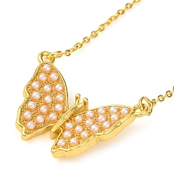 Золотой Ожерелья с подвесками в виде бабочек из латуни и пластика с имитацией жемчуга, ожерелья из кабельной цепи для женщин, без свинца и без кадмия, золотые, 17.44 дюйм (44.3 см)