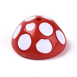 (123L) Белый крем непрозрачный блеск Непрозрачные акриловые эмалированные бусины, шляпка гриба, огнеупорный кирпич, 24.5x13.5 мм, отверстие : 2.5 мм