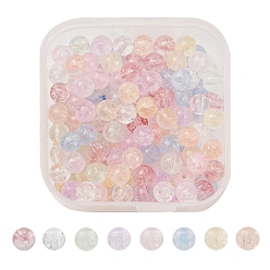 Mixed Color 200Pcs 8 Colors Crackle Glass Beads, Round, Mixed Color, 4mm, Hole: 0.8mm, 25pcs/color