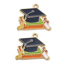 Hat Подвески из сплава с эмалью выпускного сезона, без кадмия, без никеля и без свинца, золотой свет, шляпа, 22x24x1.5 мм, отверстие : 1.8 мм