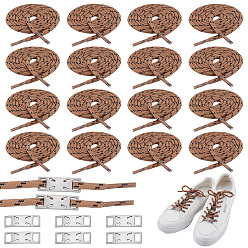 Платина 8 пряжка для шнурков из сплава, прямоугольные, с 8 парами шнурков из полиэфирного шнура, платина, 29.5x10x3 мм