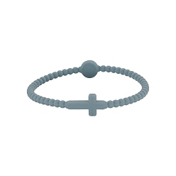 Кадет Синий Детские силиконовые эластичные браслеты с крестом для девочек и мальчиков, кадетский синий, 7-5/8 дюйм (19.5 см)