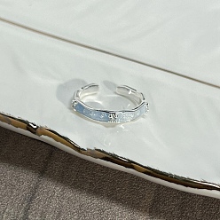 Плоский Круглый Латунные микро проложить манжеты кольца кубического циркония, Эмаль стиле, платина, плоско-круглые, 4 мм