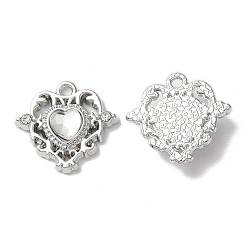 Clear Eco-Friendly Alloy Pendants, with Glass, Heart, Clear, 16x17x4mm, Hole: 1.5mm