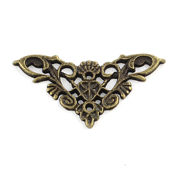 Antik Bronze Dreieck-Legierung Box / Tasche Eckenschützer, Antik Bronze, 26x49x1.5 mm, Bohrung: 1.5 mm