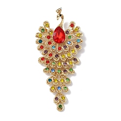 Сиамский Брошь из сплава со стразами для женщин, павлин, Сиам, 108x49x11.5 мм