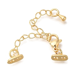 Настоящее золото 18K Карабин-лобстеры, латунные, с концевыми цепочками и овальными подвесками, без кадмия, без никеля и без свинца, реальный 18 k позолоченный, 64 мм