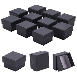 Noir Boîtes à bijoux en carton, carrée, noir, 4.45x4.45x3.3 cm
