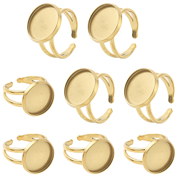 Золотой 8 шт. 304 настройки манжетных колец из нержавеющей стали, круглом подносе, золотые, лоток : 14 мм, 2.8~7.5 мм, внутренний диаметр: 18 мм
