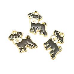 Собака Цинк подвески эмали сплава, прелести животных, золотые, собака, 17.5x17x1.5 мм, отверстие : 1.5 мм