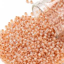 (PF2111) PermaFinish Salmon Opal Silver Lined Круглые бусины toho, японский бисер, (pf 2111) вечнозеленый лососевый опал с серебряной подкладкой, 11/0, 2.2 мм, отверстие : 0.8 мм, Около 50000 шт / фунт