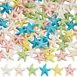 (52) Непрозрачная лаванда 120 шт. 6 стили окрашенные синтетические бирюзовые бусины, морская звезда, разноцветные, 13~15x13.5~15x5~5.5 мм, отверстие : 0.6~1.5 мм, 20 шт / стиль