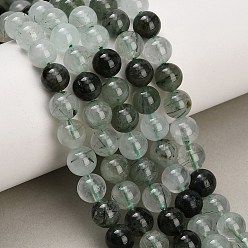 Rutilated Quartz Natural Green Rutilated Quartz Beads Strands, Smooth Round, 8mm, Hole: 1.2mm, about 47pcs/strand, 15.75''(40cm)