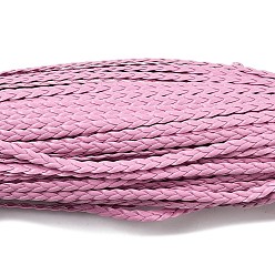 Бледно-Розовый 3-многослойный плетеный шнур из искусственной кожи, плоский, розовый жемчуг, 5x1.5 мм, около 107.17 ярдов (98 м) / пачка