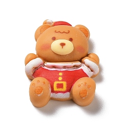 Медведь Кабошоны из непрозрачной смолы с рождественской тематикой, с эмалью, медведь, 23x18x8 мм