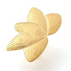 Цветок 304 регулируемые кольца из нержавеющей стали для женщин, золотые, цветок, внутренний диаметр: 17 мм