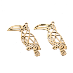Золотой Полые 201 из нержавеющей стали кулоны, подвески в виде туканов, золотые, 26.5x21.5x1 мм, отверстие : 1.4 мм