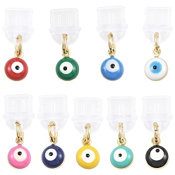Mixed Color 9Pcs Plastic Mobile Dustproof Plugs, Evil Eye, with Brass Enamel Pendants, Mixed Color, 22mm