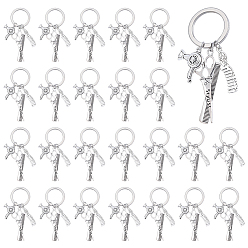 Antique Silver & Platinum Alloy Keychains, with 304 Stainless Steel Rings, Antique Silver & Platinum, 83mm