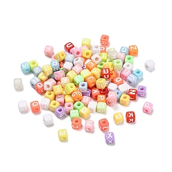 (52) Непрозрачная лаванда Непрозрачные акриловые бусины, окрашенные распылением, куб с письмом, разноцветные, 4.5x4.5x4.5 мм, отверстие : 2 мм, Около 5500 шт / 500 г