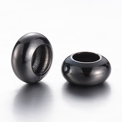 Черный Цвет Металла Spacer бисер латунные, рондель, металлический черный , 8x4 мм, отверстие : 4 мм