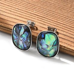 Нержавеющая Сталь Цвет 304 из нержавеющей стали серьги, с оболочкой, овальные, цвет нержавеющей стали, 19x16 мм