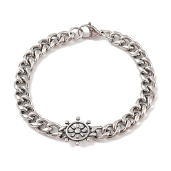 Античное Серебро Ионное покрытие (ip) 304 браслеты из нержавеющей стали для мужчин, античное серебро, 8-7/8 дюйм (22.5 см)