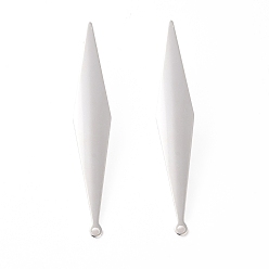 Посеребрённый 201 Выводы серьги из нержавеющей стали шпилька, с горизонтальной петлей и 316 штифтом из нержавеющей стали, ромб, 925 серебро покрытием, 46x8 мм, отверстие : 1.4 мм, штифты : 0.7 мм