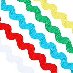 (52) Непрозрачная лаванда 10 ярды 5 цвета полиэфирные ленты, форма волны, разноцветные, 25~40 мм, 2 двор / цвет