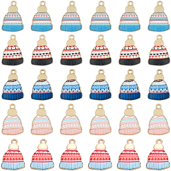 (52) Непрозрачная лаванда 30 шт. 5 цвета подвески из сплава с зимней тематикой, без свинца, без кадмии и без никеля, шляпные прелести, золотые, разноцветные, 18x13x2 мм, отверстие : 1.6 мм, 6 шт / цвет