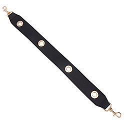 Noir Sangles de sac en similicuir pu, fermoirs alliage pivotantes, pour accessoires de remplacement de sangles de sac, noir, 52.5x4 cm