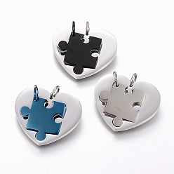 (52) Непрозрачная лаванда 304 стали сплит подвески из нержавеющей, сердце с головоломкой, разноцветные, 24x28x2.5 мм, отверстия: 5 mm, 17.5x17.5x2.5 mm, отверстие : 5 мм