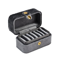 Серый Прямоугольные мини-коробки для хранения колец из бархата с кнопками, дорожный портативный футляр для ювелирных изделий, для колец, Серьги, серые, 8.4x5.15x5.3 см