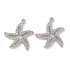 Нержавеющая Сталь Цвет 304 Настройки горный хрусталь из нержавеющей стали кулон, очарование морской звезды, цвет нержавеющей стали, пригодный для стразов 0.7 мм, 22x21x2 мм, отверстие : 1.6 мм