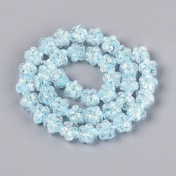 Светло-Голубой Нити из фольги в технике лэмпворк, цветок, Небесно-голубой, 10.5~11x11~12x8~9 мм, отверстие : 1~1.2 мм, около 40 шт / нитка, 16.54~16.73'' (42~42.5 см)