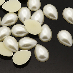 Beige ABS Plastic Imitation Pearl Cabochons, Dyed, Drop, Beige, 12x8x4mm
